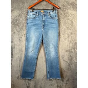 Mother Jeans Womens 34 32x27 Hustler Ankle Fray Light Wash High Rise Raw Hem